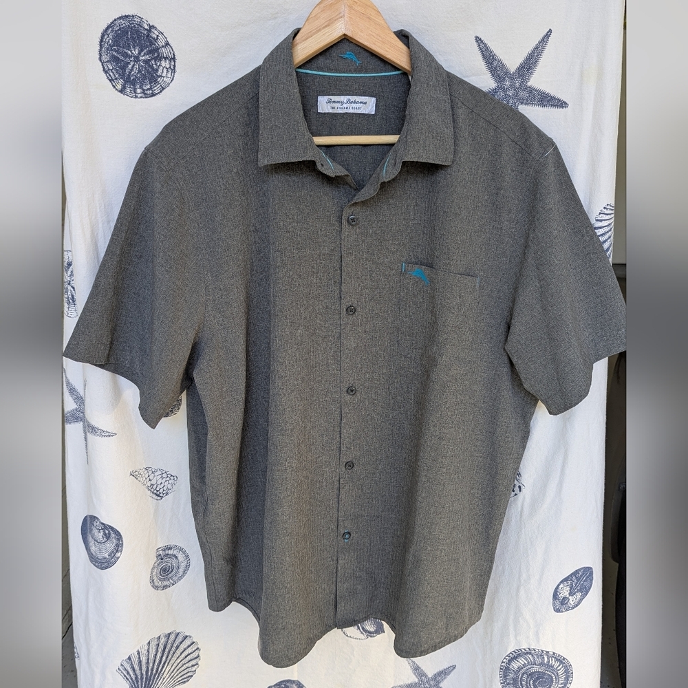 Tommy Bahama Coast Sandypoint Solid Island Tone Mens Large Like New Grey